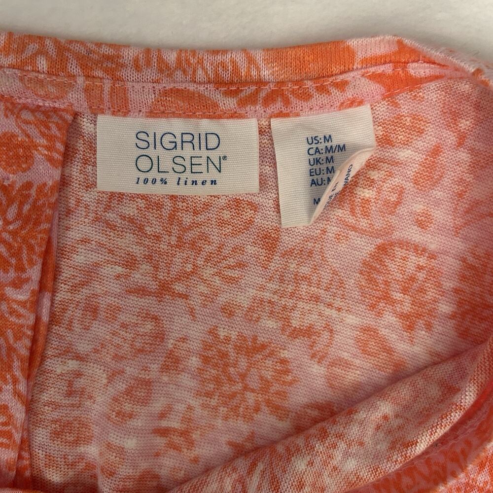 Sigrid Olsen 100% Linen Button Back Top Size M Co… - image 5